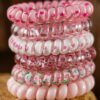 Pink Cute Gradient Starry Dotty Phone Cord Scrunchie Set